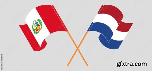 Crossed And Waving Flags Of Peru 20xAI