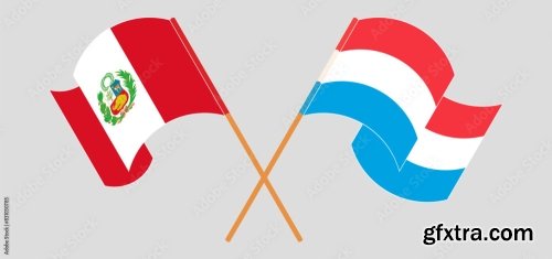 Crossed And Waving Flags Of Peru 20xAI