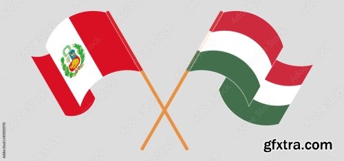 Crossed And Waving Flags Of Peru 20xAI