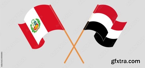 Crossed And Waving Flags Of Peru 20xAI