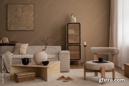 Warm And Cozy Living Room Interior 25xJPEG