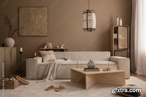 Warm And Cozy Living Room Interior 25xJPEG