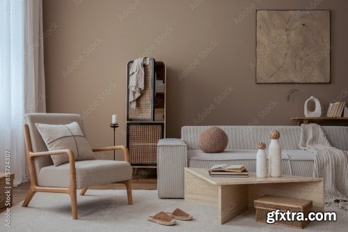 Warm And Cozy Living Room Interior 25xJPEG