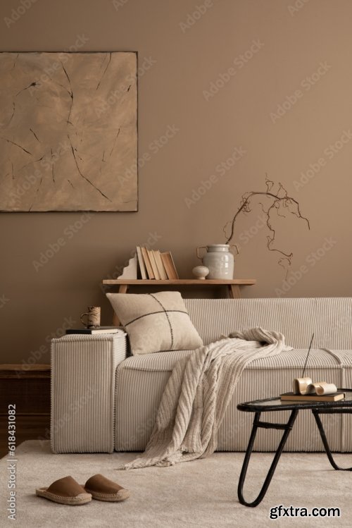 Warm And Cozy Living Room Interior 25xJPEG