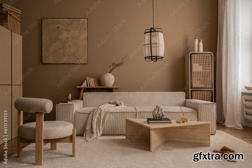 Warm And Cozy Living Room Interior 25xJPEG