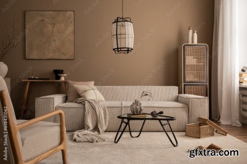 Warm And Cozy Living Room Interior 25xJPEG