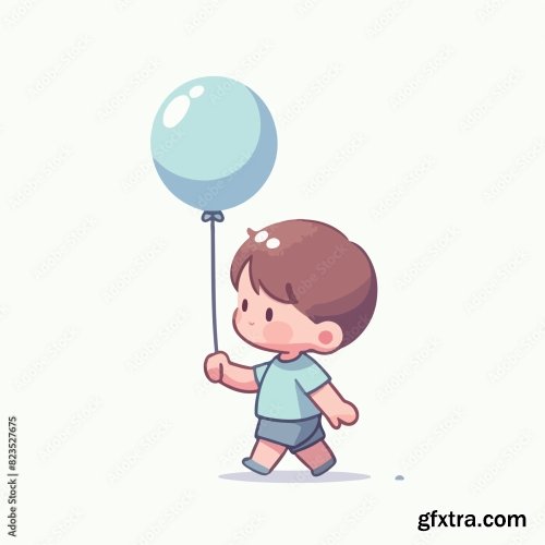 Kid Is Carrying A Balloon 25xAI