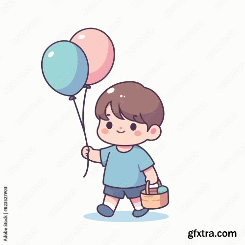 Kid Is Carrying A Balloon 25xAI