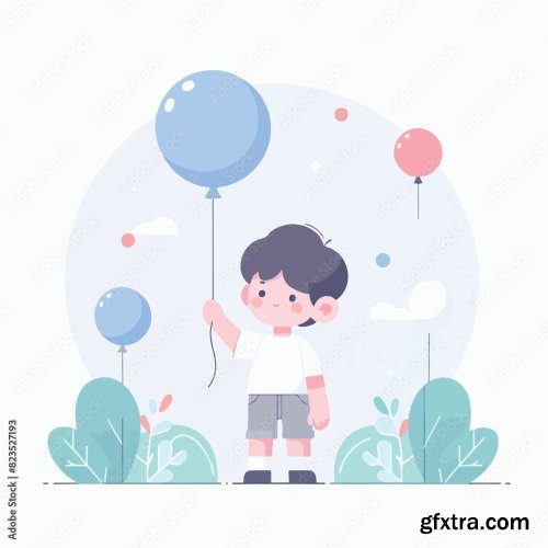 Kid Is Carrying A Balloon 25xAI