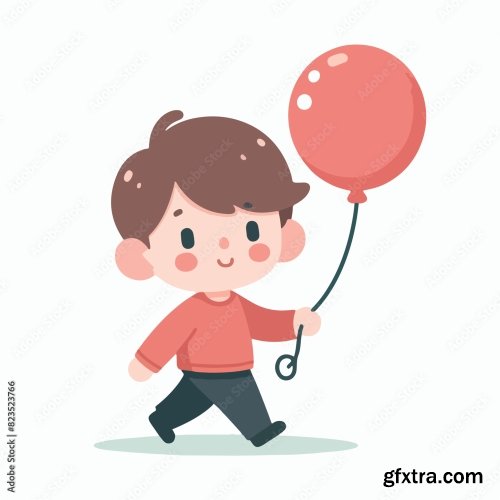 Kid Is Carrying A Balloon 25xAI