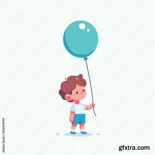 Kid Is Carrying A Balloon 25xAI