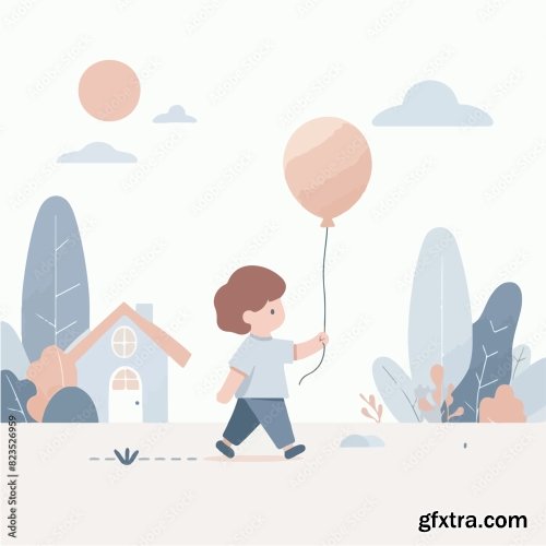 Kid Is Carrying A Balloon 25xAI