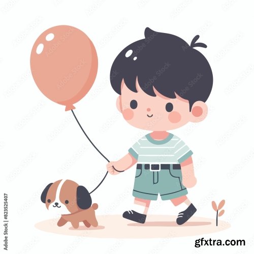 Kid Is Carrying A Balloon 25xAI