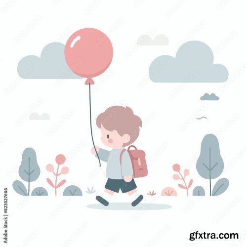 Kid Is Carrying A Balloon 25xAI