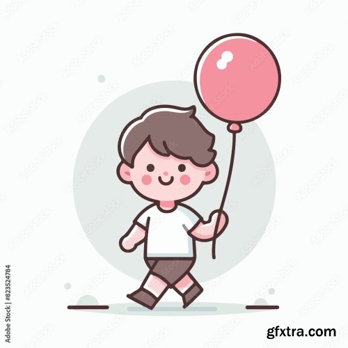 Kid Is Carrying A Balloon 25xAI