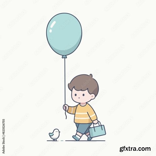 Kid Is Carrying A Balloon 25xAI