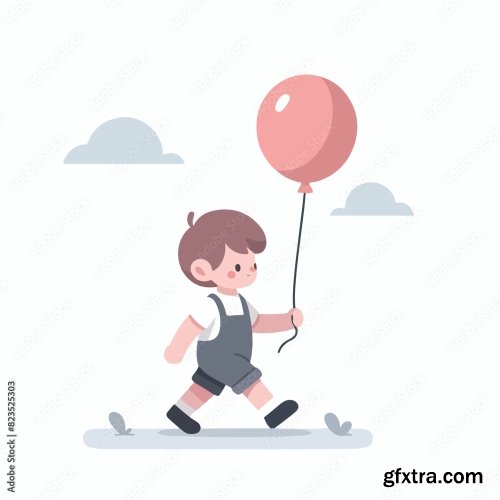 Kid Is Carrying A Balloon 25xAI