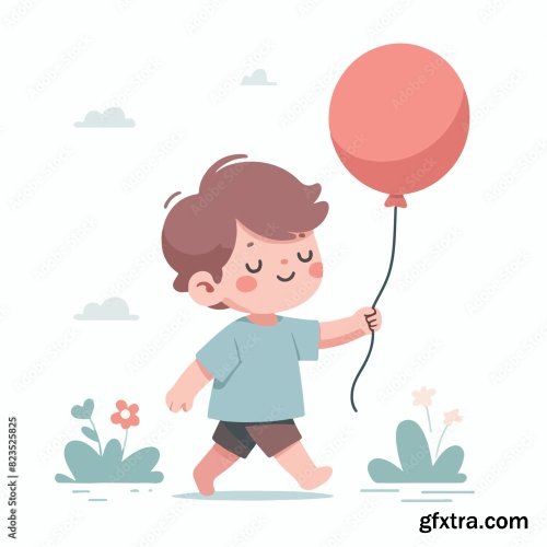 Kid Is Carrying A Balloon 25xAI