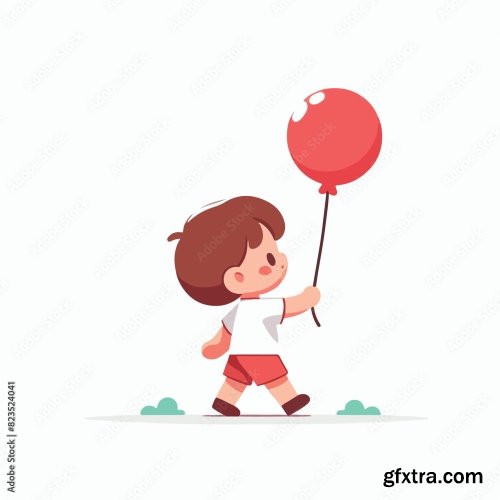 Kid Is Carrying A Balloon 25xAI