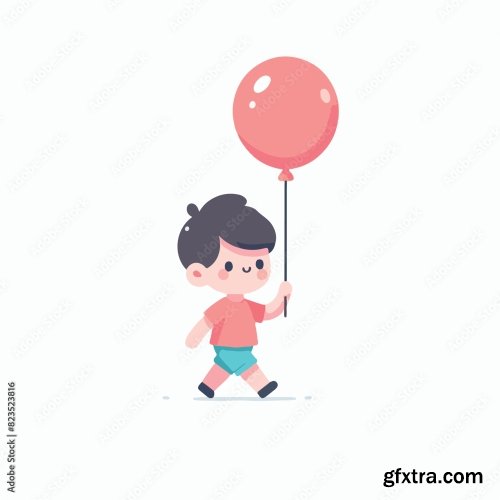 Kid Is Carrying A Balloon 25xAI