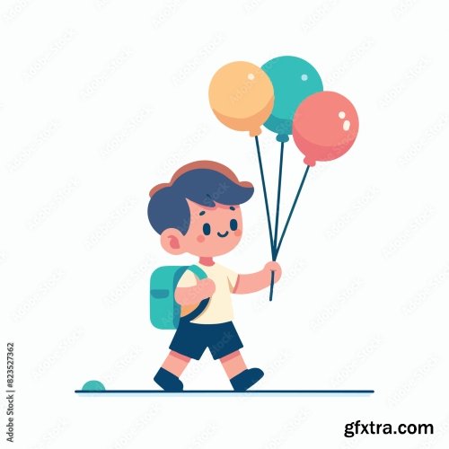 Kid Is Carrying A Balloon 25xAI