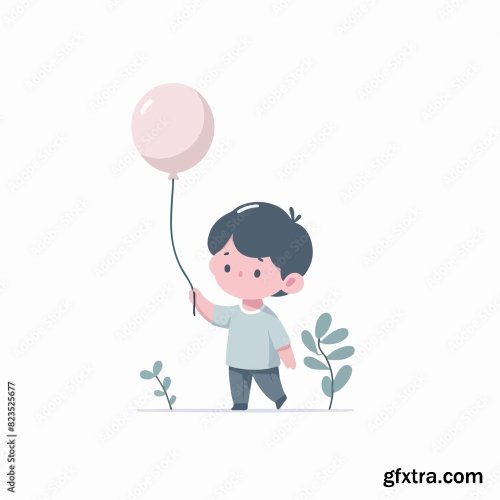 Kid Is Carrying A Balloon 25xAI