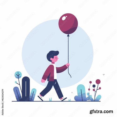 Kid Is Carrying A Balloon 25xAI