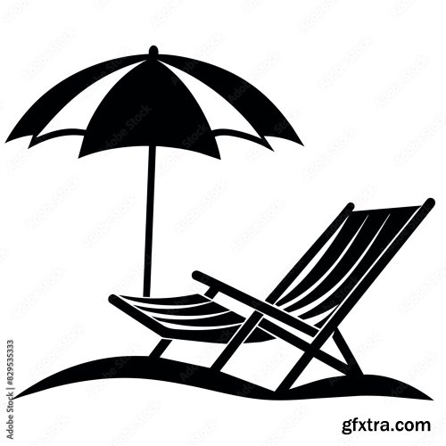 A Dock Chair With A Umbrella On The Sea Beach 7xAI