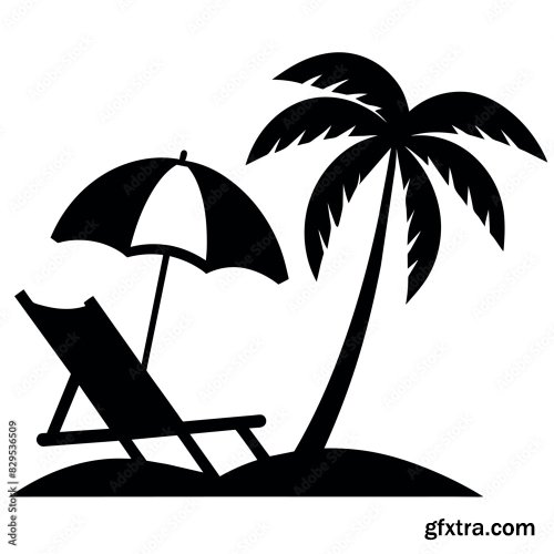 A Dock Chair With A Umbrella On The Sea Beach 7xAI