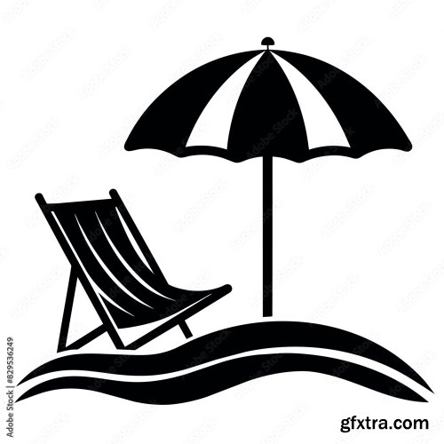 A Dock Chair With A Umbrella On The Sea Beach 7xAI