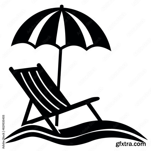 A Dock Chair With A Umbrella On The Sea Beach 7xAI