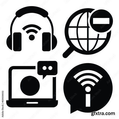 Set Of Communication Icons Black Vector 25xAI