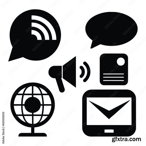 Set Of Communication Icons Black Vector 25xAI