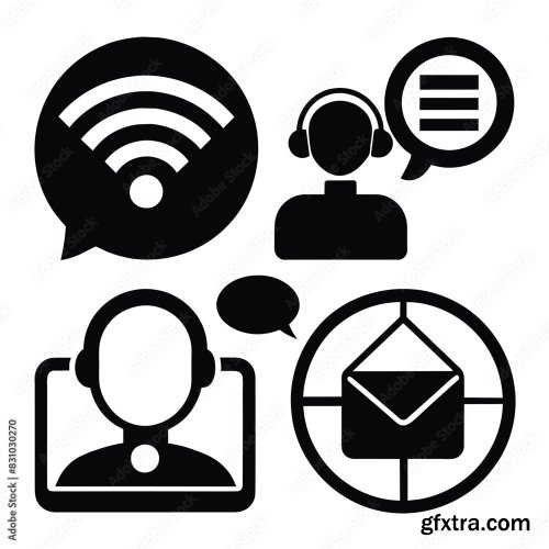 Set Of Communication Icons Black Vector 25xAI