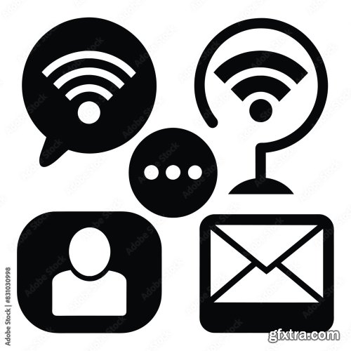 Set Of Communication Icons Black Vector 25xAI