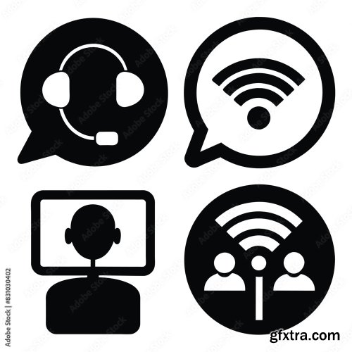 Set Of Communication Icons Black Vector 25xAI