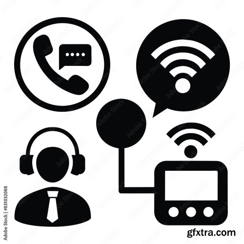 Set Of Communication Icons Black Vector 25xAI