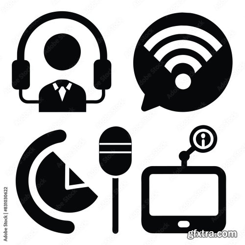 Set Of Communication Icons Black Vector 25xAI