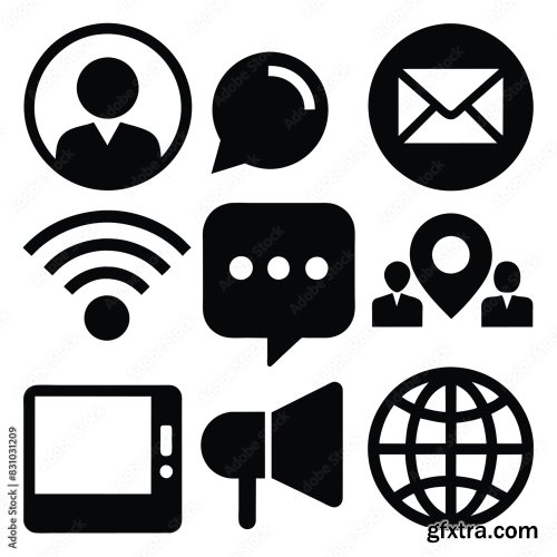 Set Of Communication Icons Black Vector 25xAI