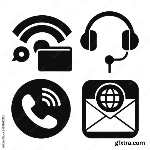 Set Of Communication Icons Black Vector 25xAI