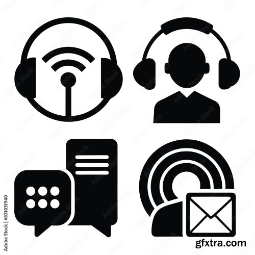 Set Of Communication Icons Black Vector 25xAI