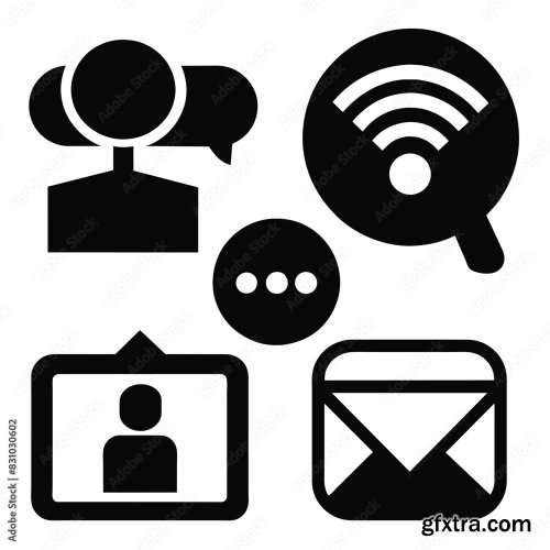 Set Of Communication Icons Black Vector 25xAI