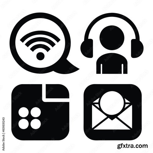 Set Of Communication Icons Black Vector 25xAI