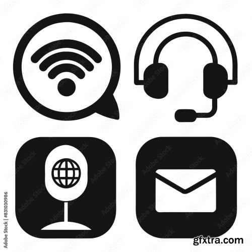 Set Of Communication Icons Black Vector 25xAI