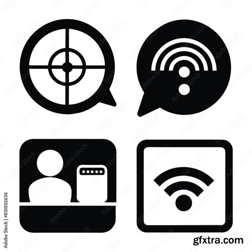 Set Of Communication Icons Black Vector 25xAI