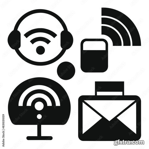 Set Of Communication Icons Black Vector 25xAI