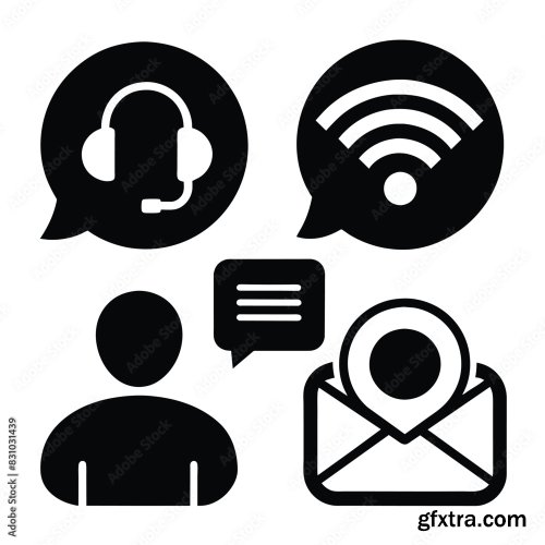 Set Of Communication Icons Black Vector 25xAI