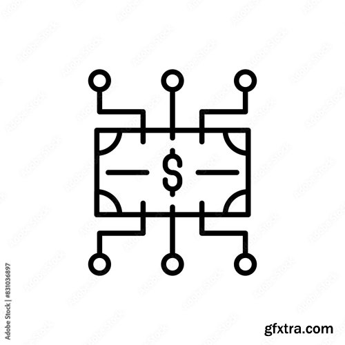 Digital Wallet Outline Icons 5xSVG