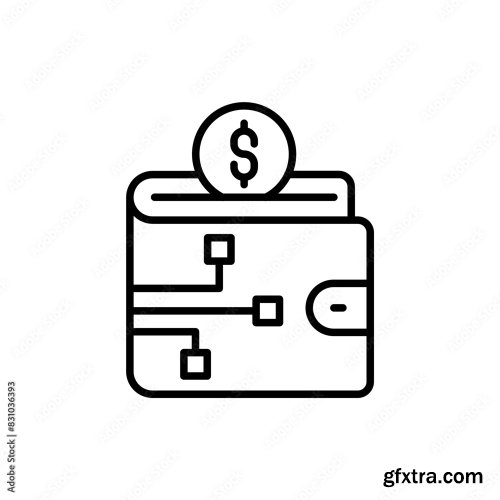 Digital Wallet Outline Icons 5xSVG