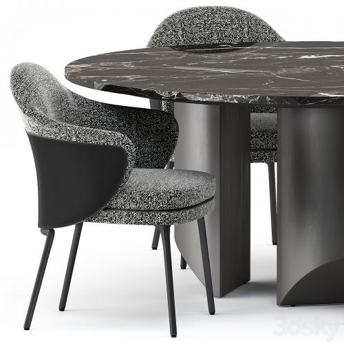 ANGIE chair and Wedge Table by Minotti